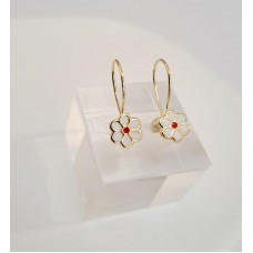 Παιδικά Σκουλαρίκια Χρυσά με Σμάλτο - Λουλούδι (KID123)